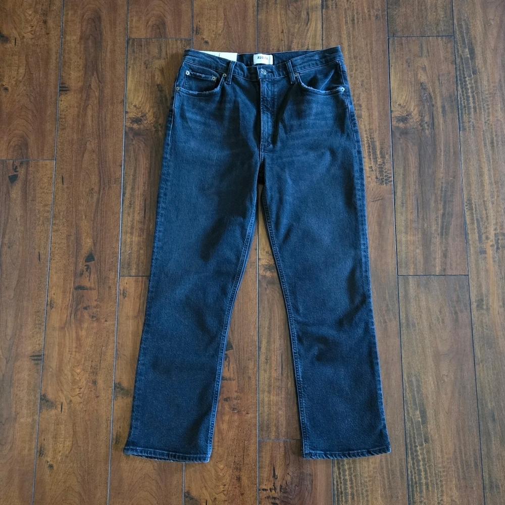 Agolde Wilder Mid Rise Comfort Straight Leg Organic Jean Panoramic Black Size 30 - Picture 9 of 16